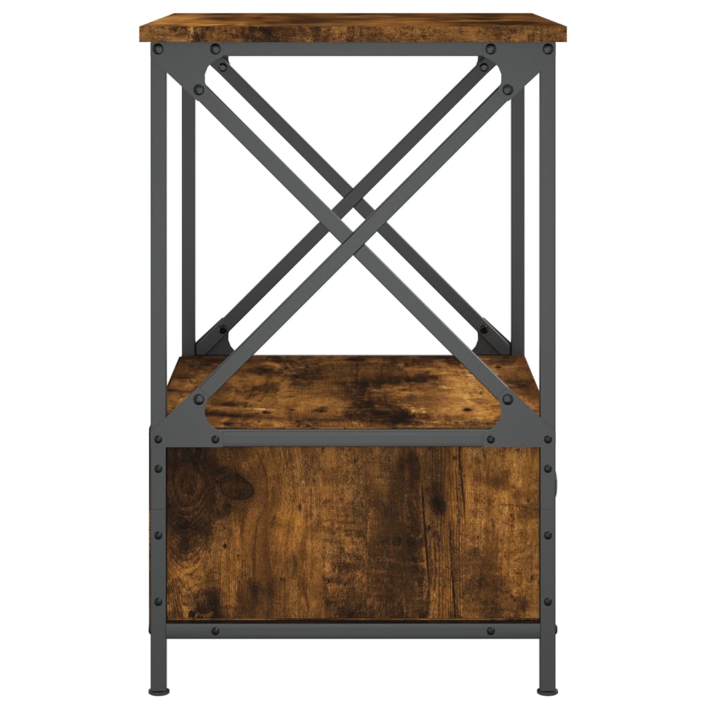 sengebord 50x41x65 cm konstrueret træ røget egetræsfarve