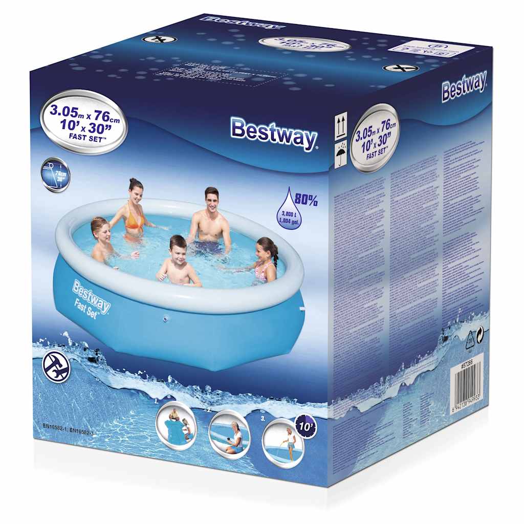 Fast Set oppustelig swimmingpool rund 305 x 76 cm 57266