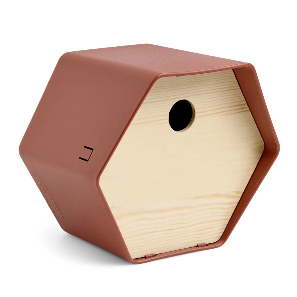 fuglehus Hive 1 19x23x20 cm rundt hul brun