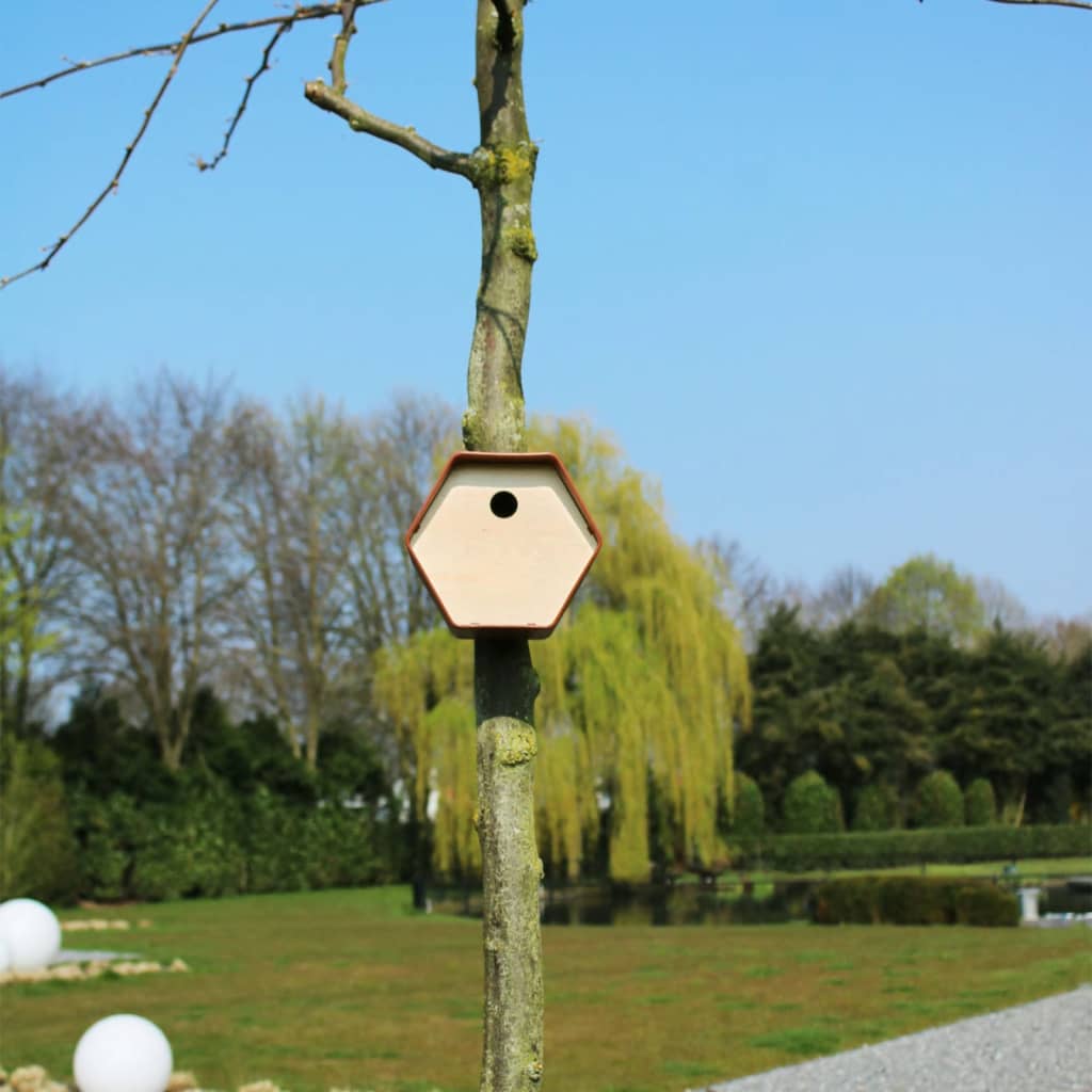 fuglehus Hive 1 19x23x20 cm rundt hul brun