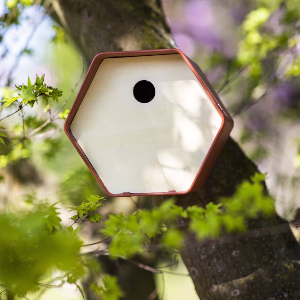 fuglehus Hive 1 19x23x20 cm rundt hul brun