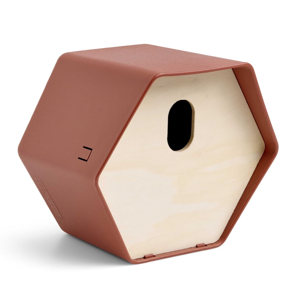 fuglehus Hive 2 19x23x20 cm ovalt hul brun