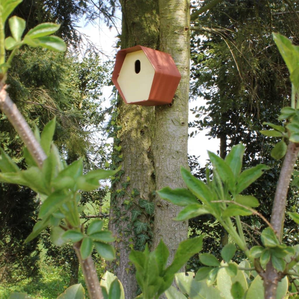 fuglehus Hive 2 19x23x20 cm ovalt hul brun