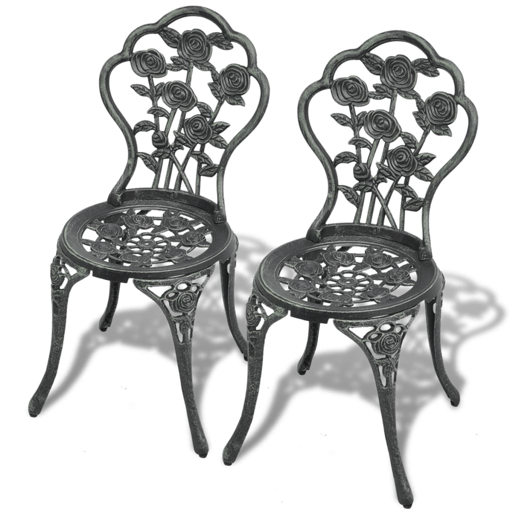 bistrostole 2 stk. støbt aluminium grøn