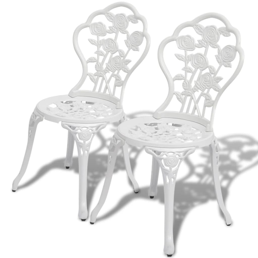 bistrostole 2 stk. støbt aluminium hvid