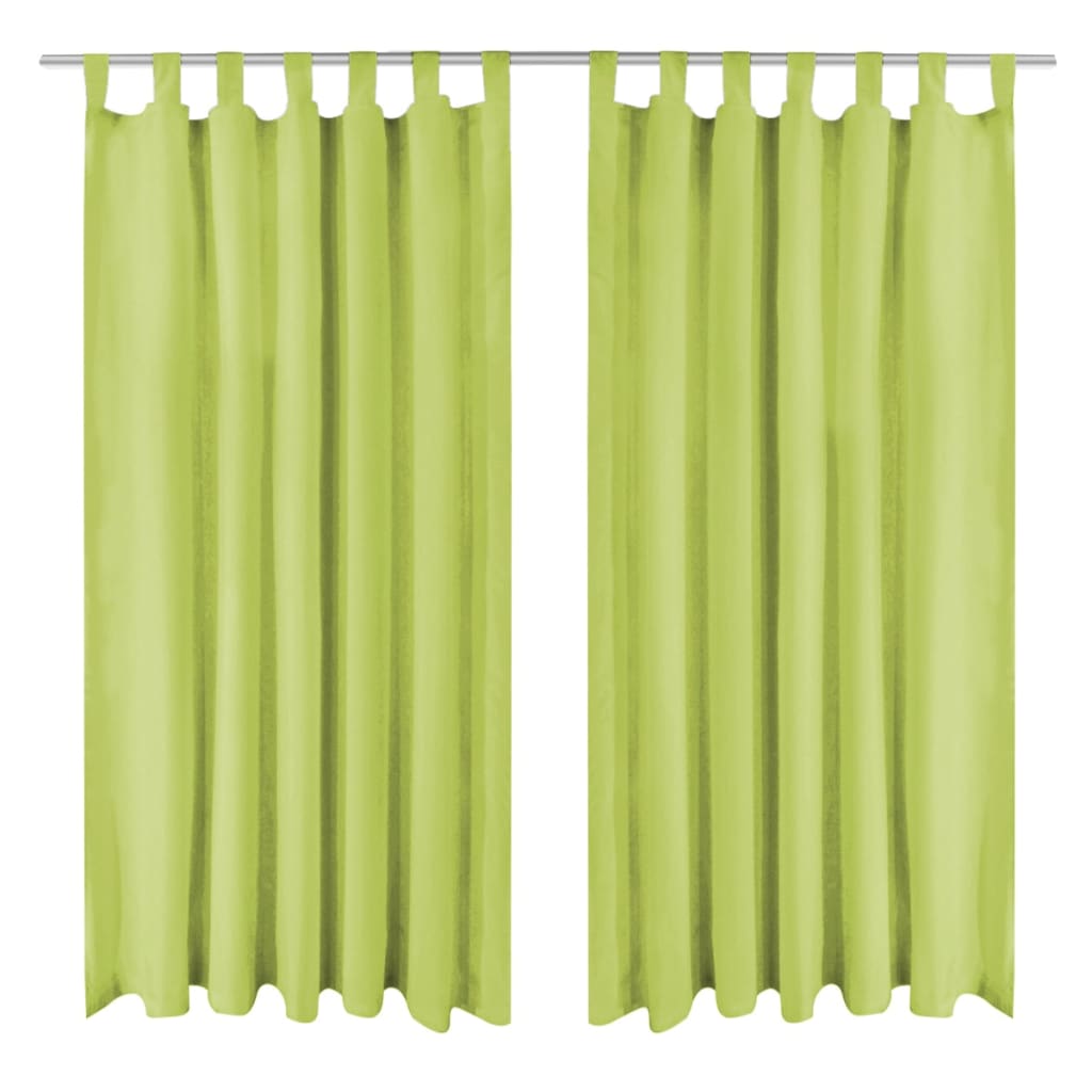 gardiner i mikro-satin 2 stk. med løkker 140 x 225 cm grøn