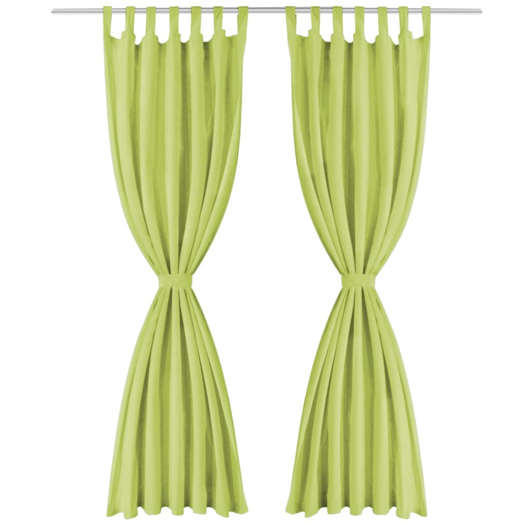 gardiner i mikro-satin 2 stk. med løkker 140 x 225 cm grøn