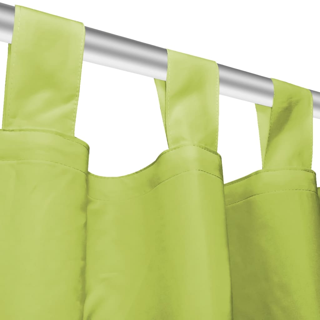 gardiner i mikro-satin 2 stk. med løkker 140 x 225 cm grøn
