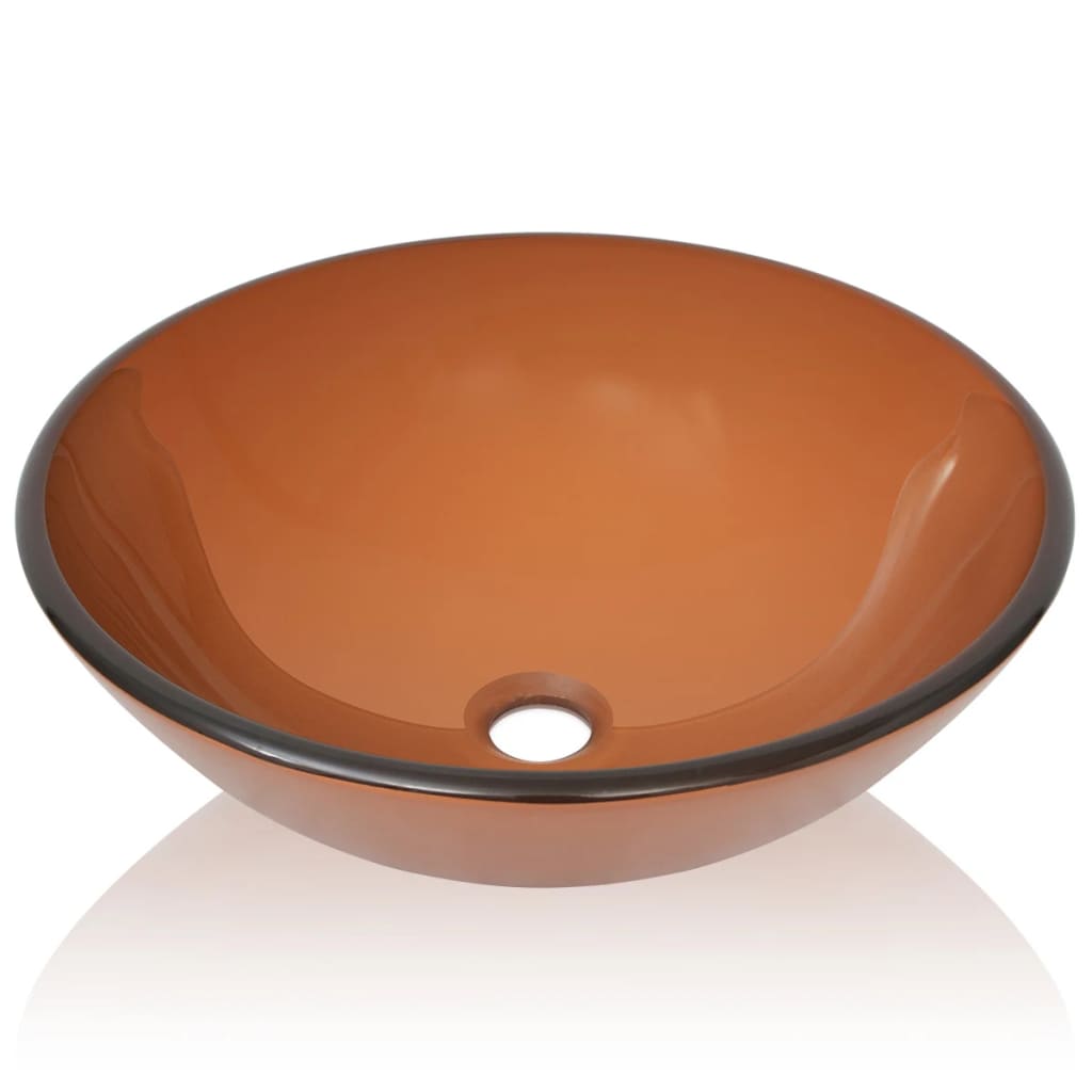 håndvask hærdet glas 42 cm brun