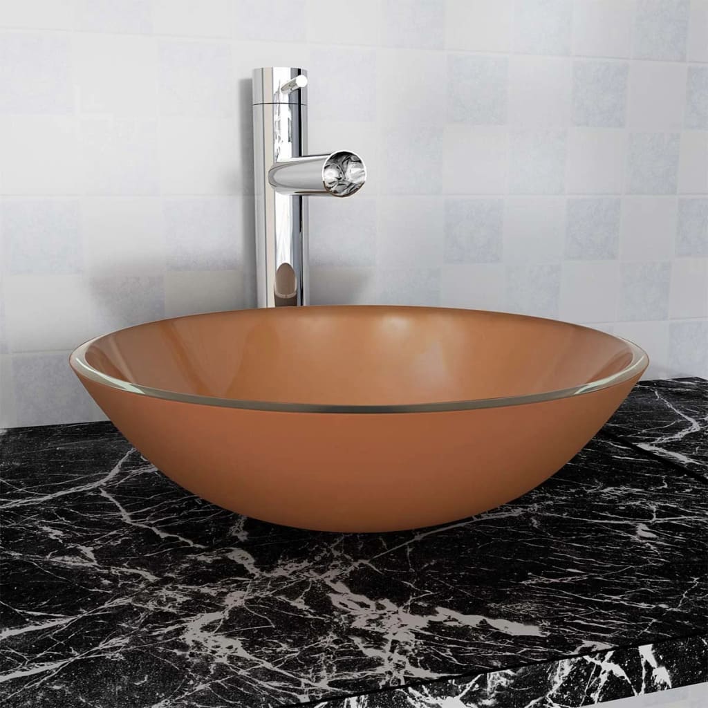 håndvask hærdet glas 42 cm brun