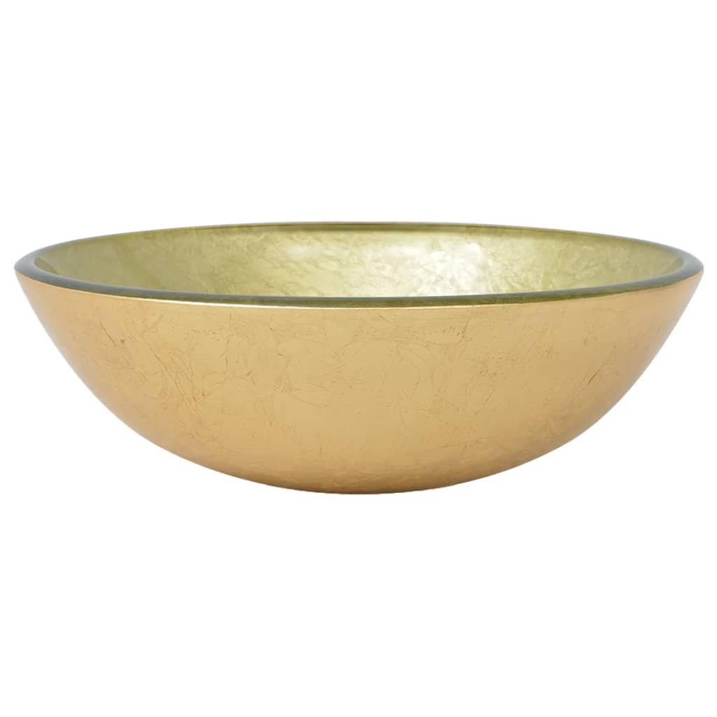 håndvask hærdet glas 42 cm guldfarvet