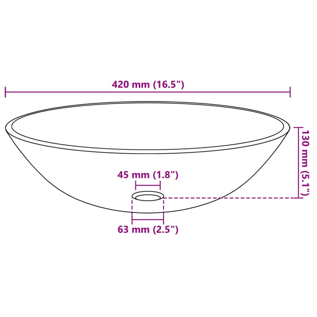 håndvask hærdet glas 42 cm guldfarvet