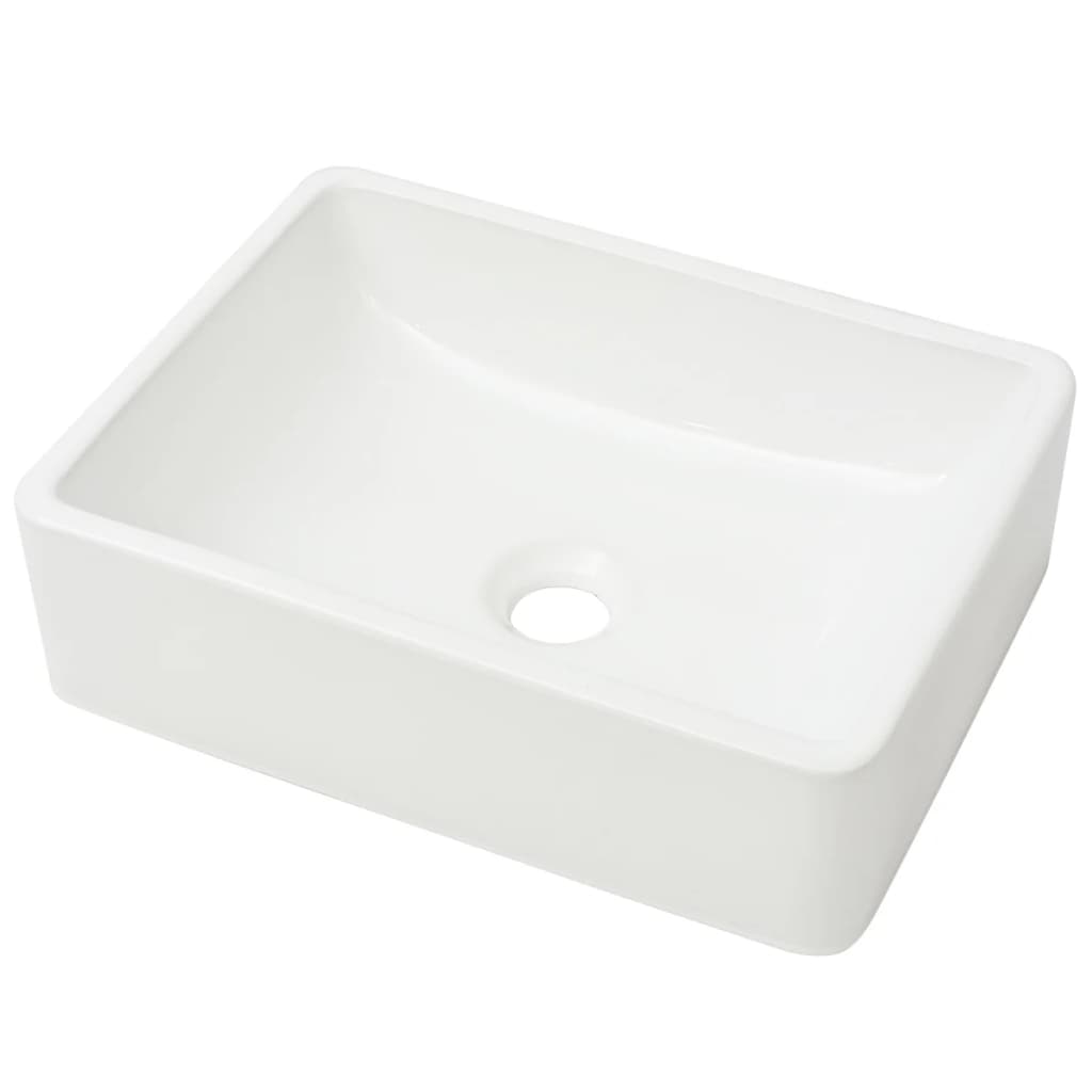 håndvask rund keramik 41x30x12 cm hvid
