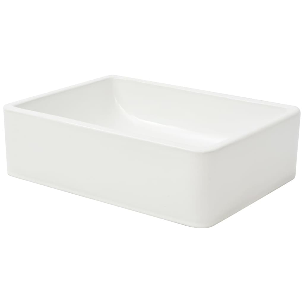 håndvask rund keramik 41x30x12 cm hvid