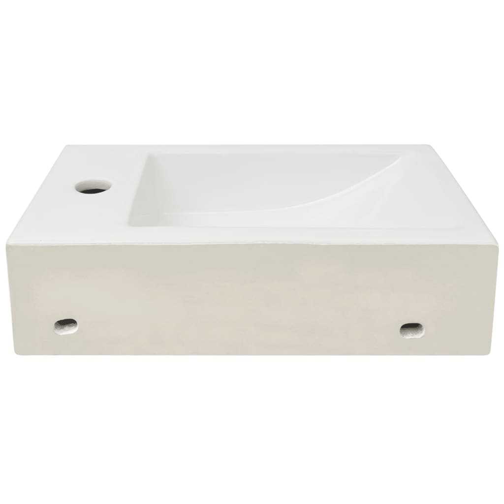 rektangulær håndvask med hul til vandhane keramik 46x25,5x12 cm hvid