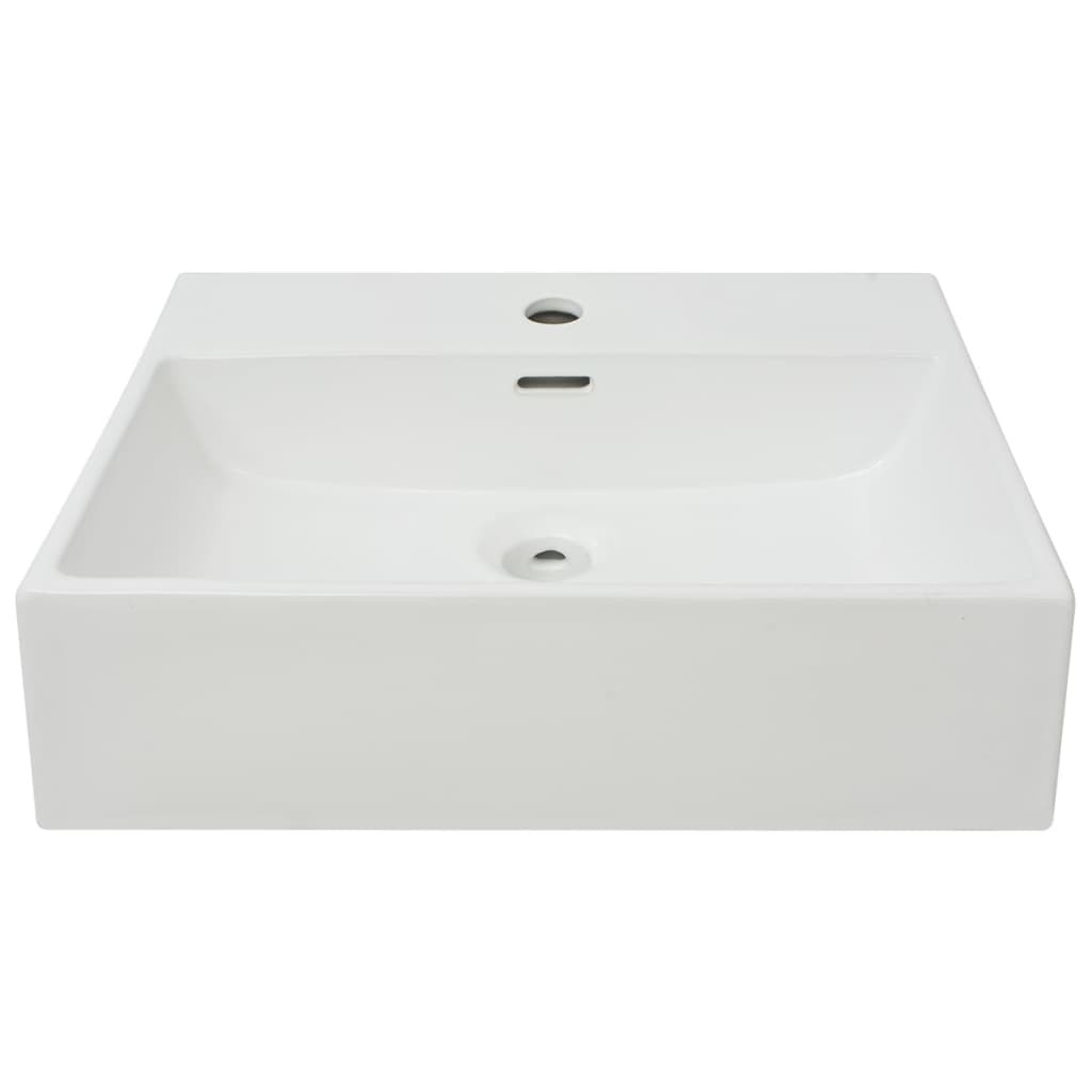 håndvask med hul til vandhane keramik 51,5x38,5x15 cm hvid