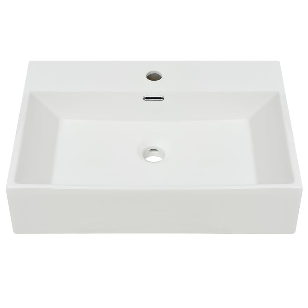 håndvask med hul til vandhane keramik 60,5x42,5x14,5 cm hvid