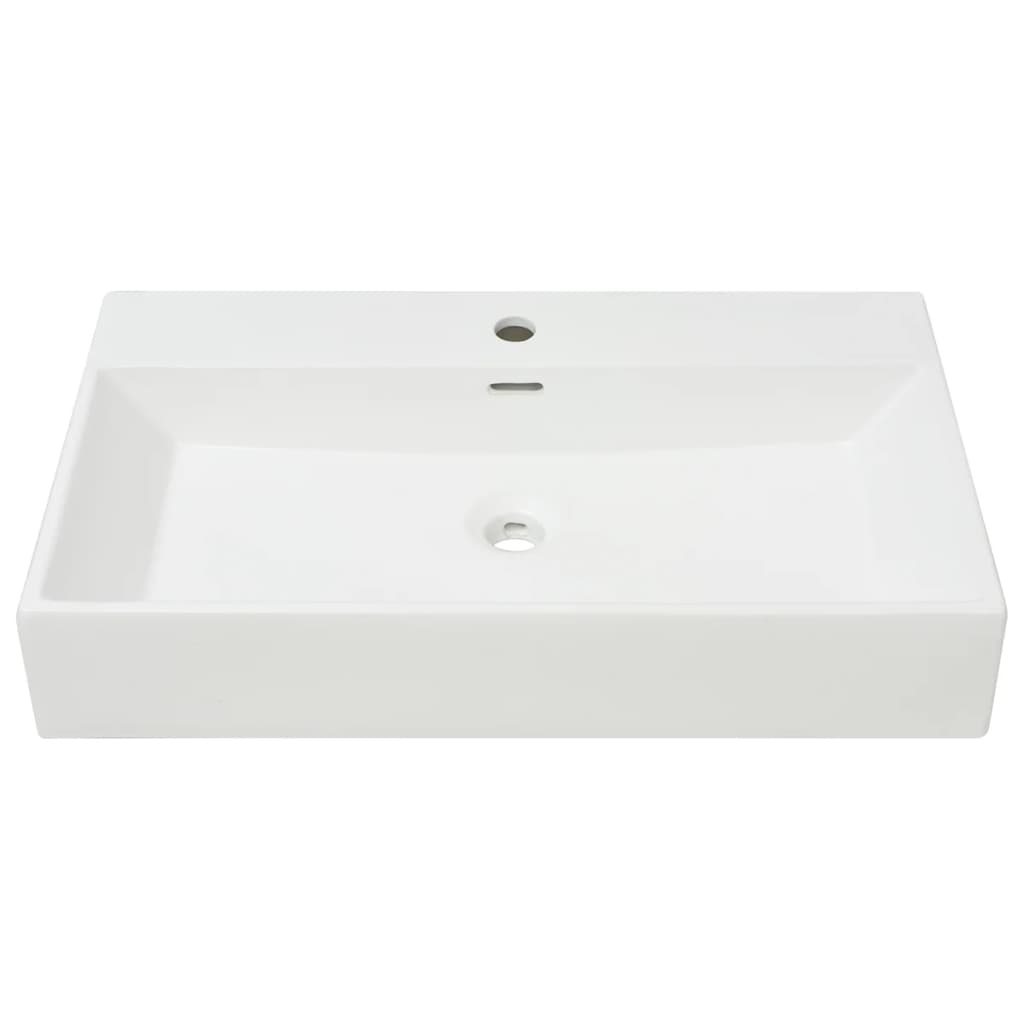 håndvask med hul til vandhane keramik 76x42,5x14,5 cm hvid