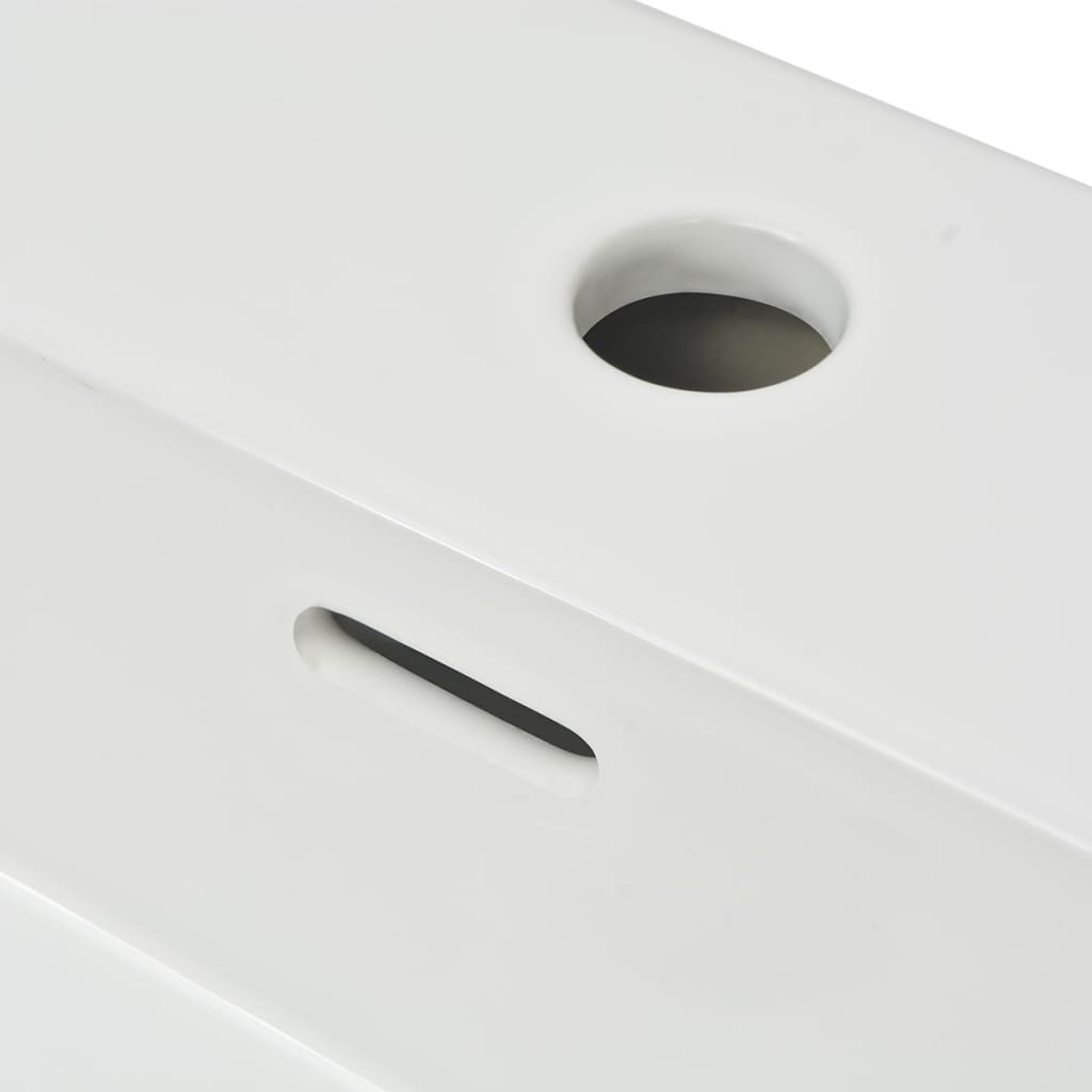 håndvask med hul til vandhane keramik 76x42,5x14,5 cm hvid