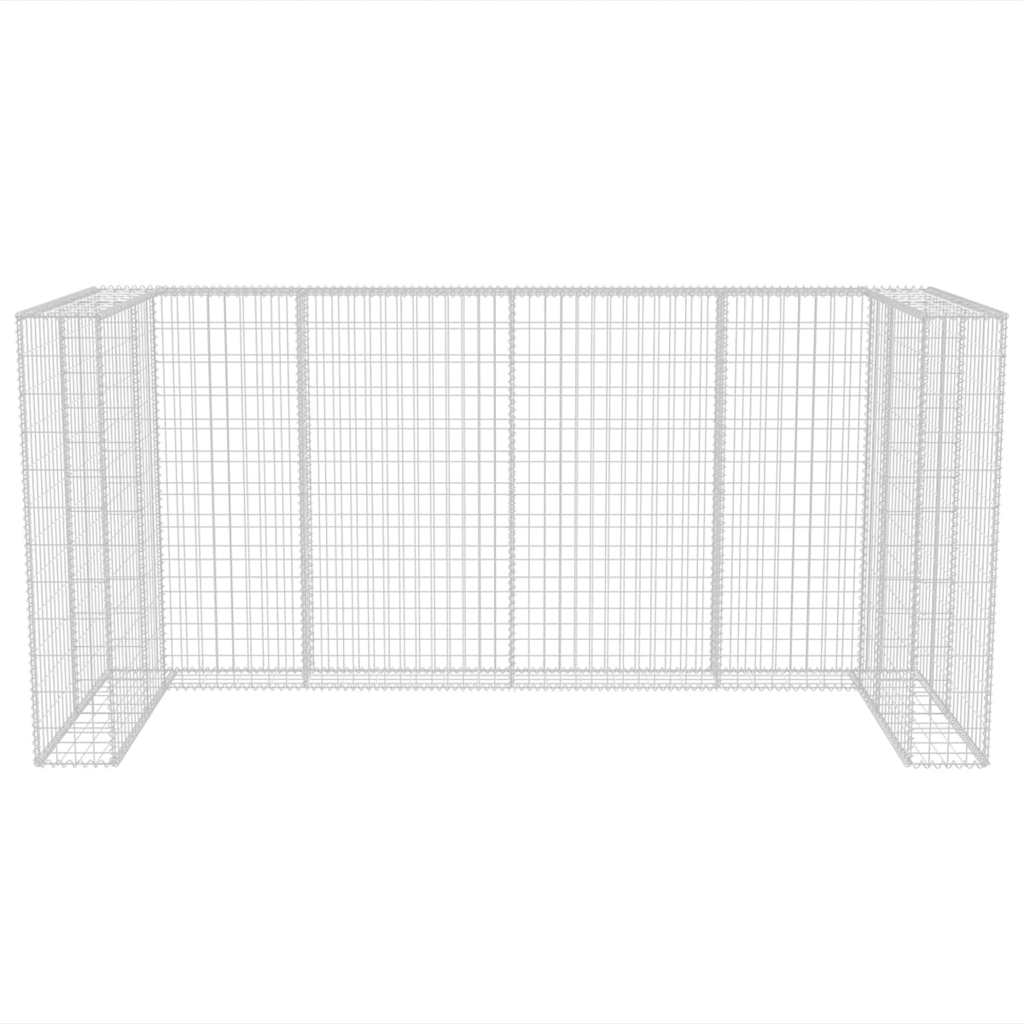 gabionafskærmning til tre affaldsbeholdere 250x100x120 cm stål