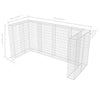 gabionafskærmning til tre affaldsbeholdere 250x100x120 cm stål