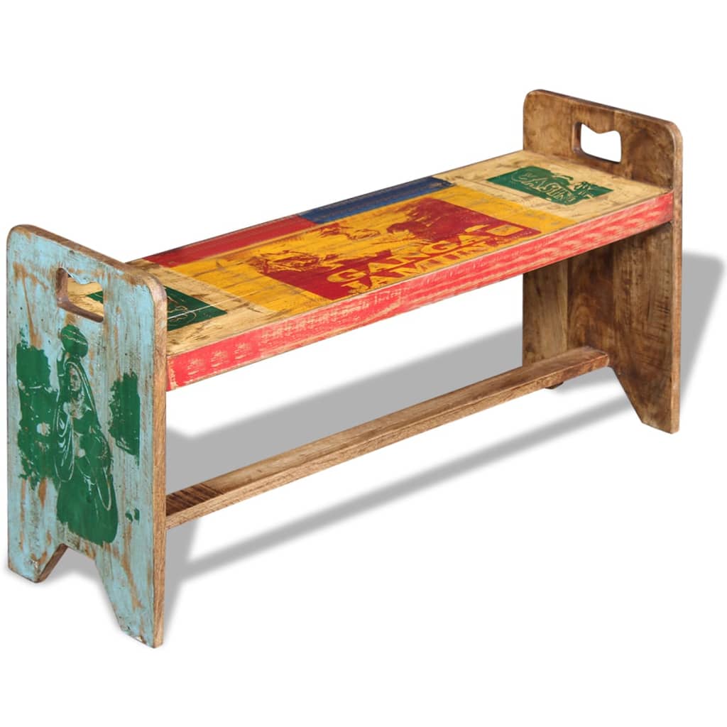 bænk 100x30x50 cm massivt genbrugstræ