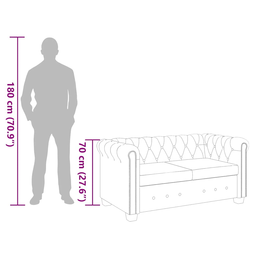 2-personers Chesterfield sofa kunstlæder brun