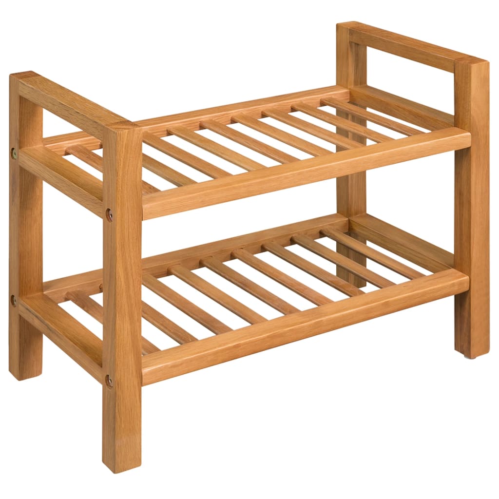 skostativ med 2 hylder 49,5x27x40 cm massivt egetræ