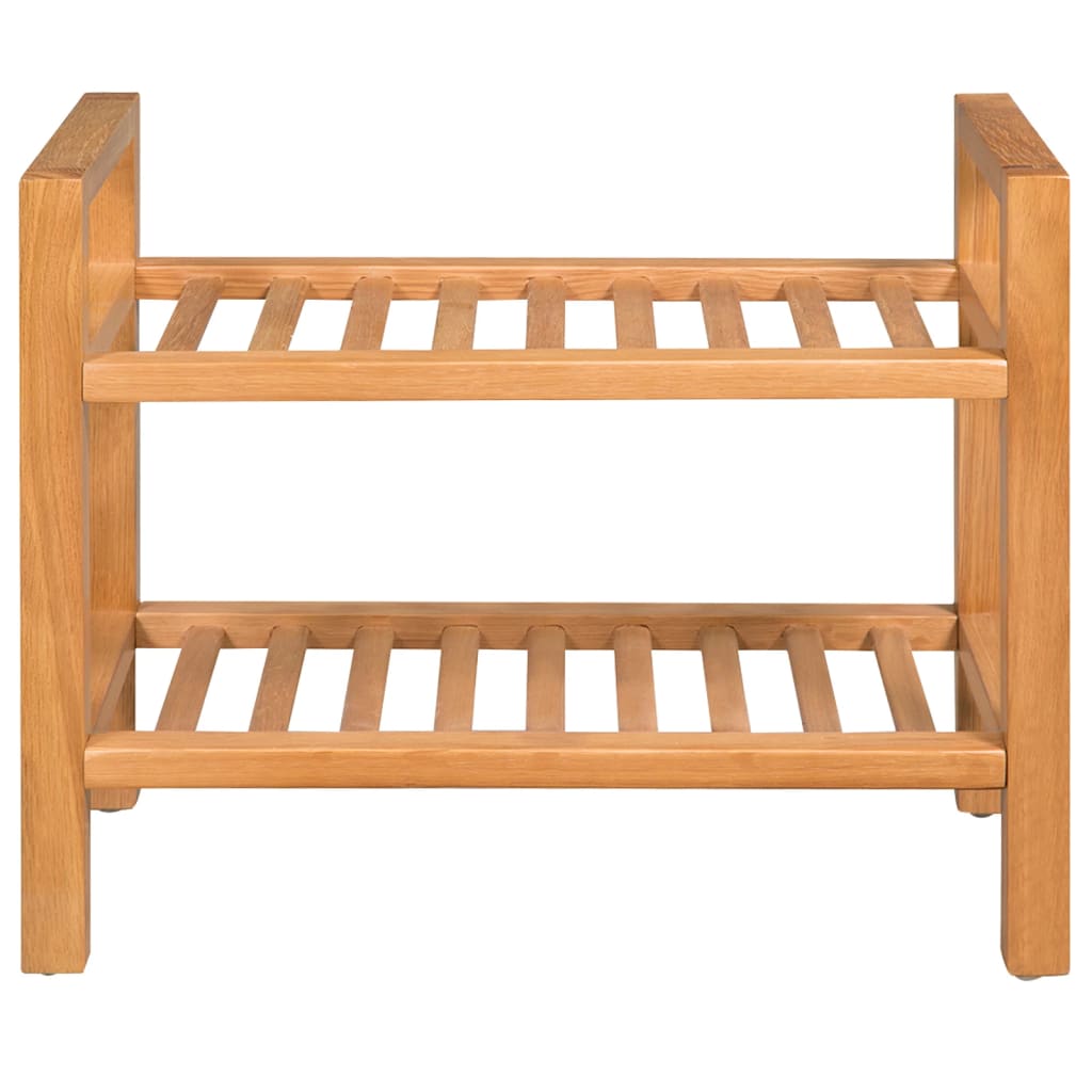 skostativ med 2 hylder 49,5x27x40 cm massivt egetræ