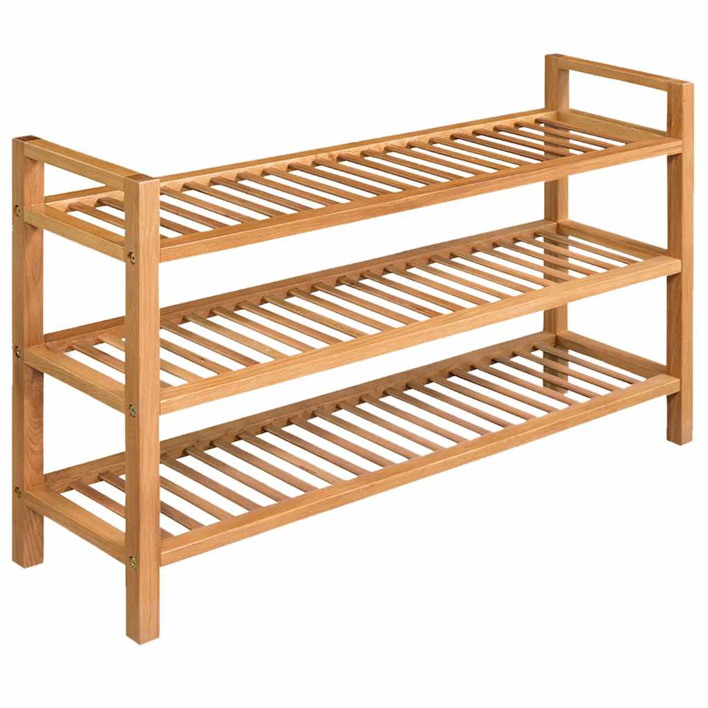 skostativ med 3 hylder 100x27x60 cm massivt egetræ