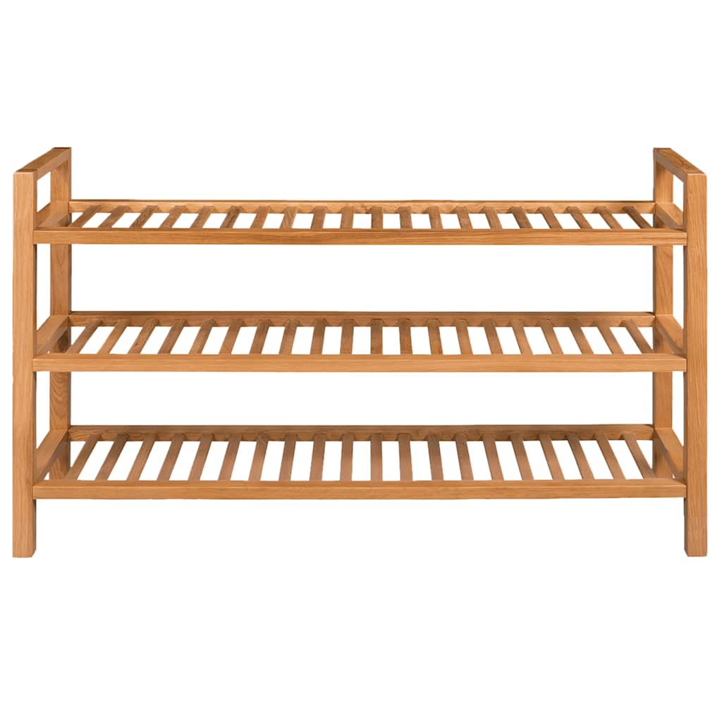 skostativ med 3 hylder 100x27x60 cm massivt egetræ