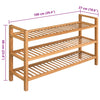 skostativ med 3 hylder 100x27x60 cm massivt egetræ