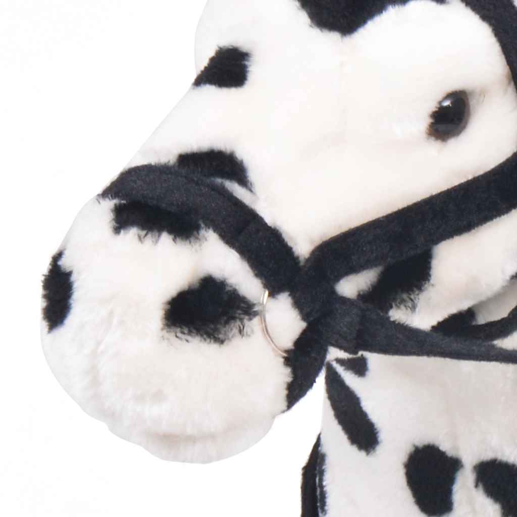 stående tøjdyr hest plysstof XXL sort og hvid