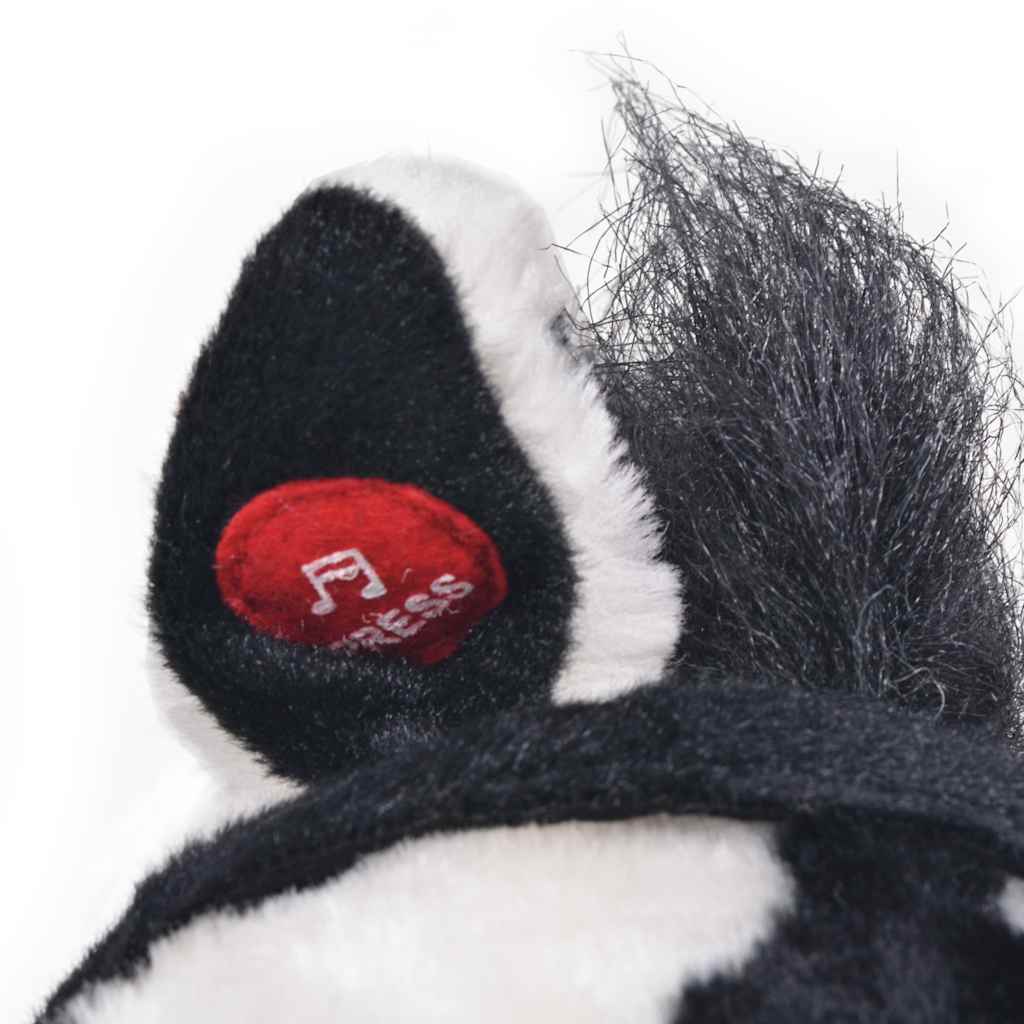 stående tøjdyr hest plysstof XXL sort og hvid
