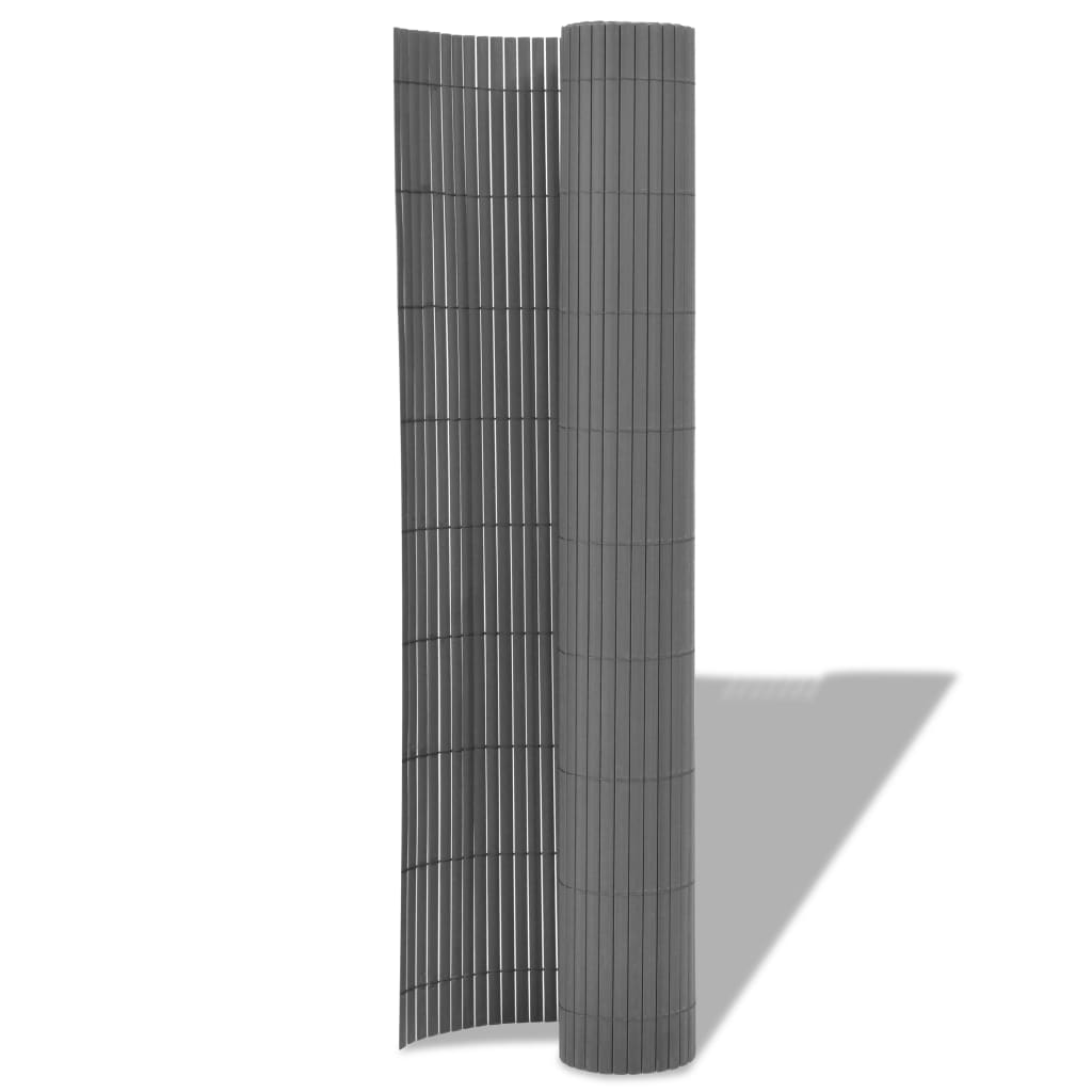 dobbeltsidet havehegn PVC 150 x 500 cm grå