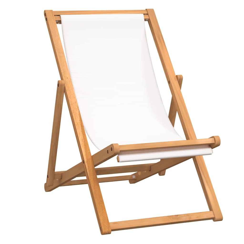dækstol 56x105x96 cm teak cremefarvet
