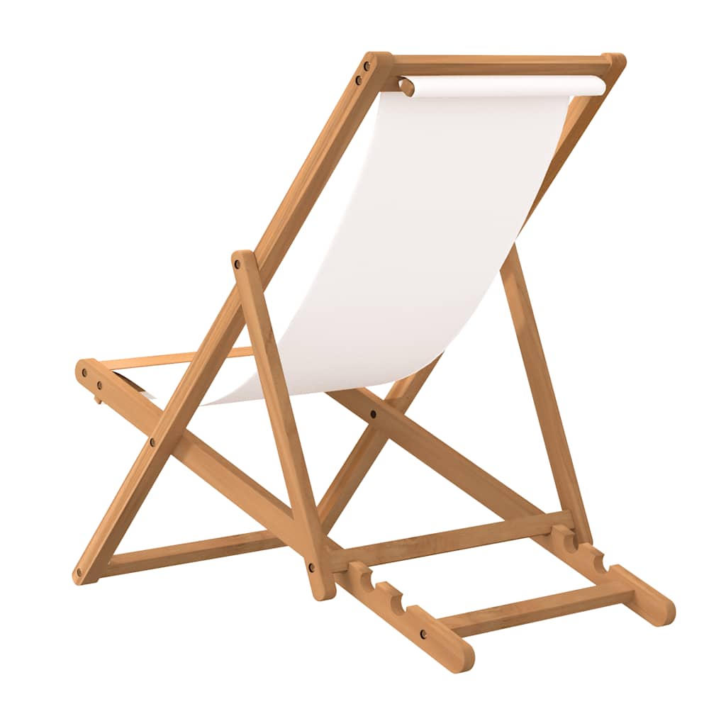dækstol 56x105x96 cm teak cremefarvet