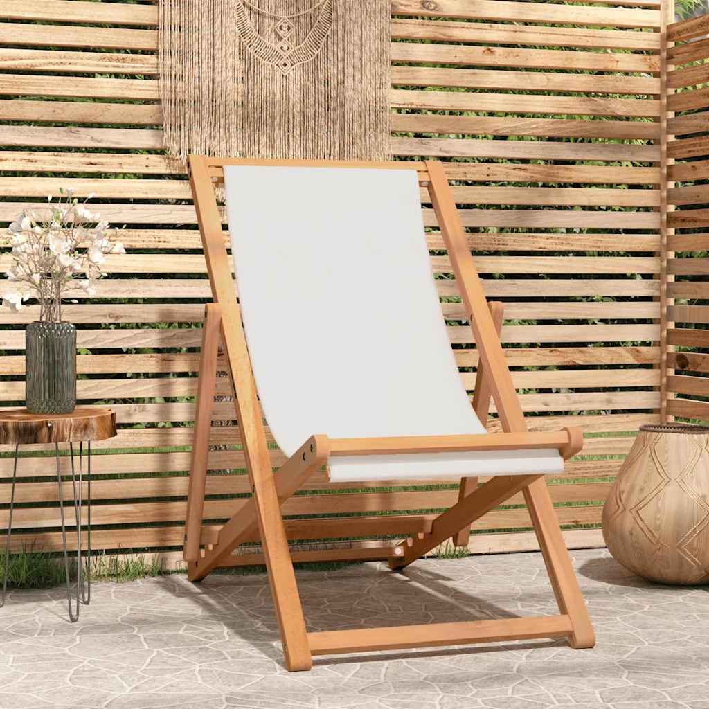 dækstol 56x105x96 cm teak cremefarvet