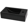 håndvask med vandhanehul rektangulær keramik sort 46 x 25,5 x 12 cm