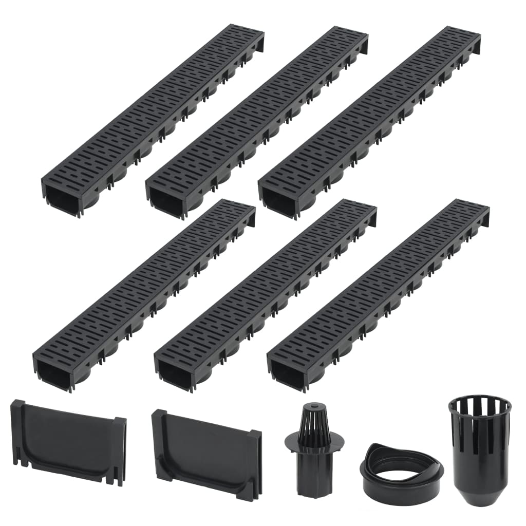 afvandingskanaler 6 stk. plastik 6 m