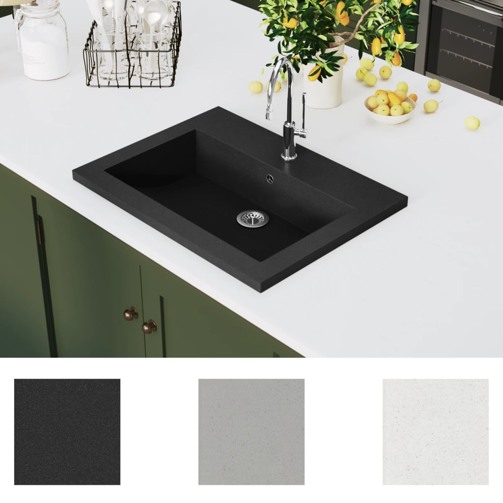 håndvask 600x450x120 mm granit sort