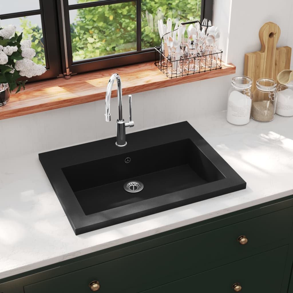 håndvask 600x450x120 mm granit sort