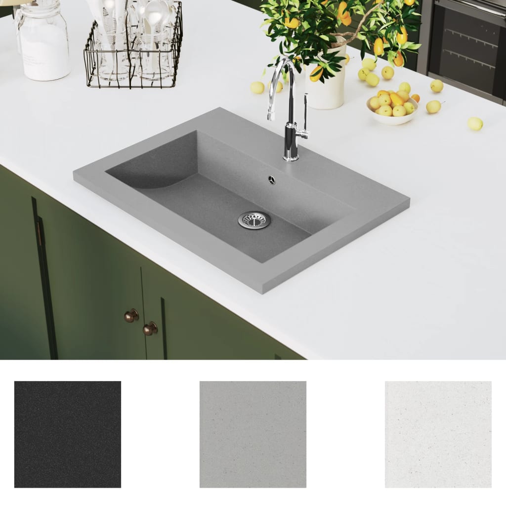 håndvask 600x450x120 mm granit grå