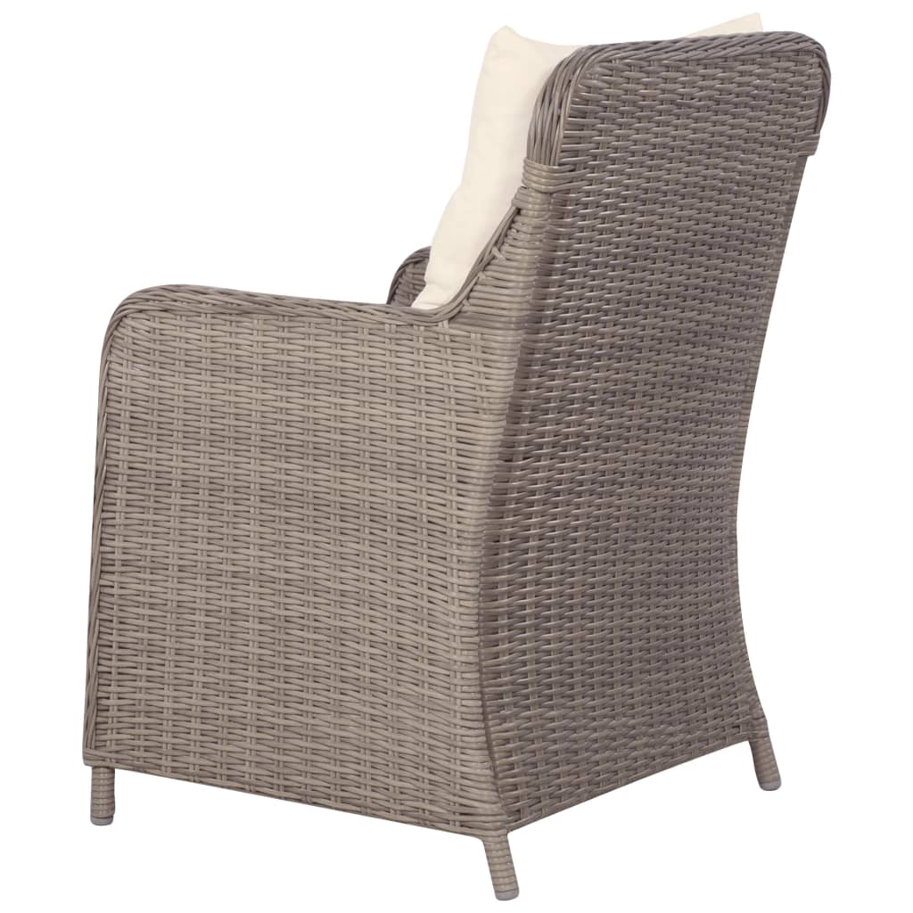 havestole med hynder 2 stk. polyrattan brun