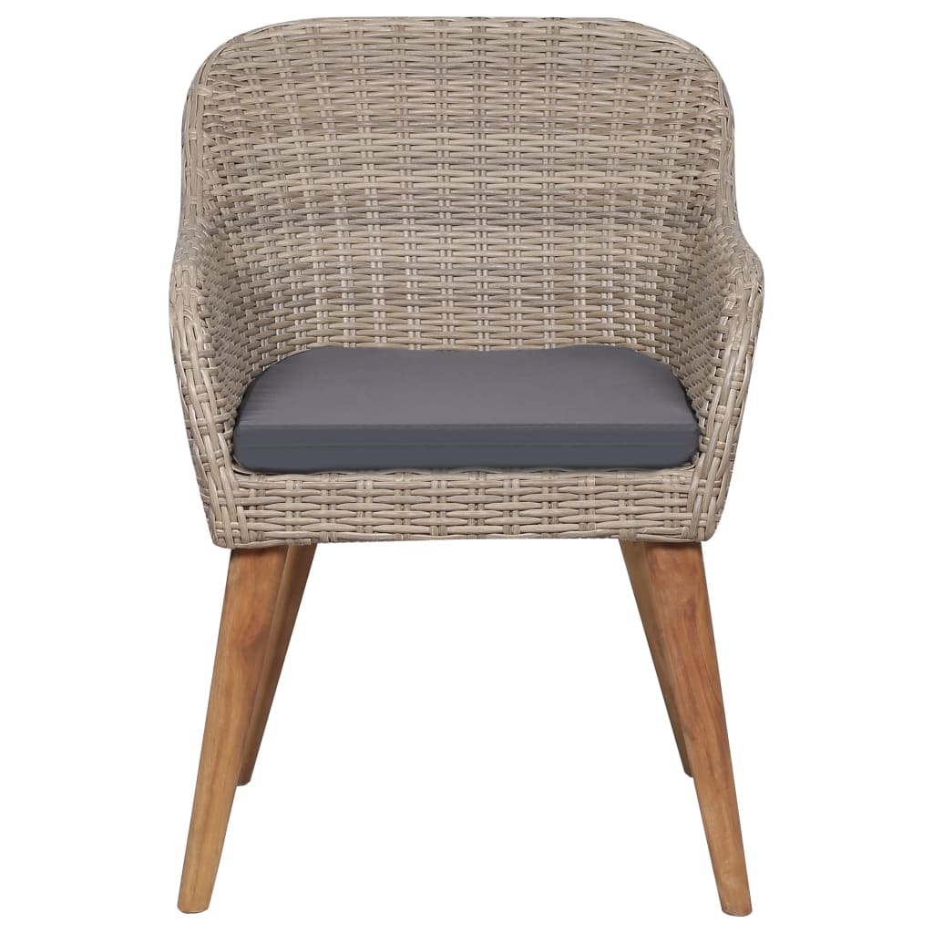 havestole med hynder 2 stk. polyrattan brun
