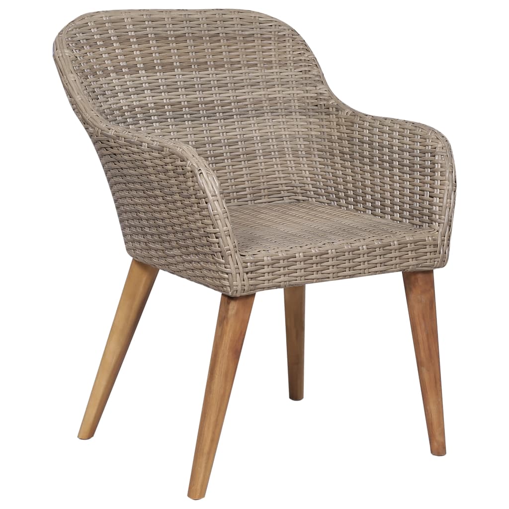 havestole med hynder 2 stk. polyrattan brun