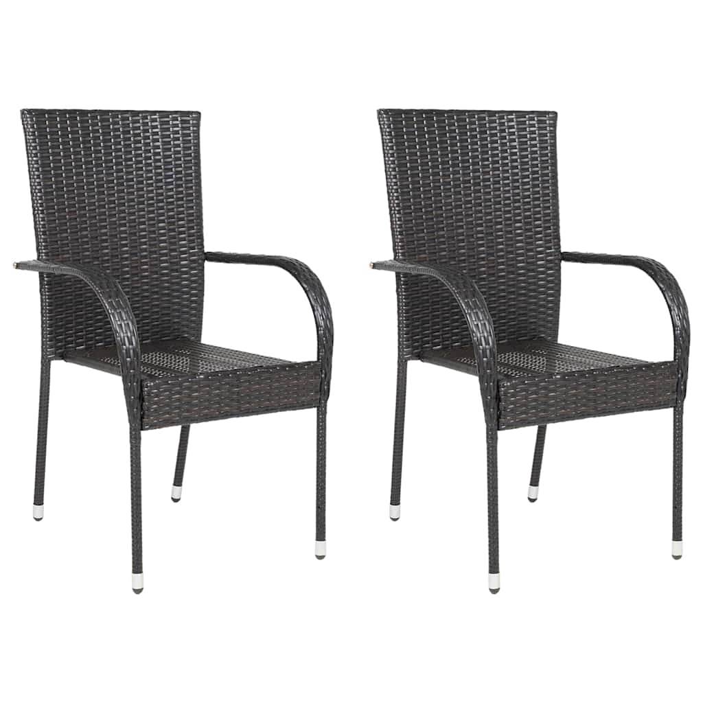havestole 2 stk. stabelbare polyrattan brun