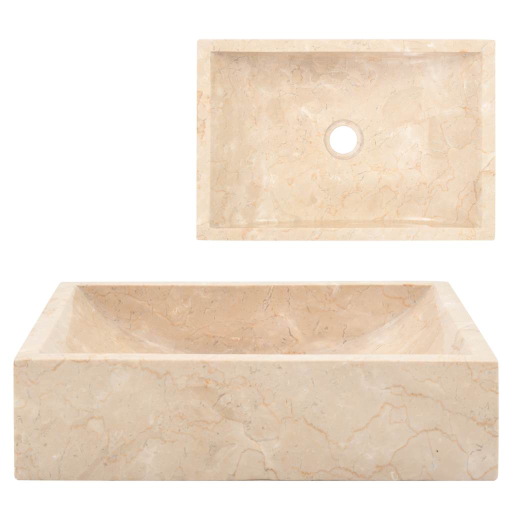 håndvask 45x30x12 cm marmor cremefarvet højglans