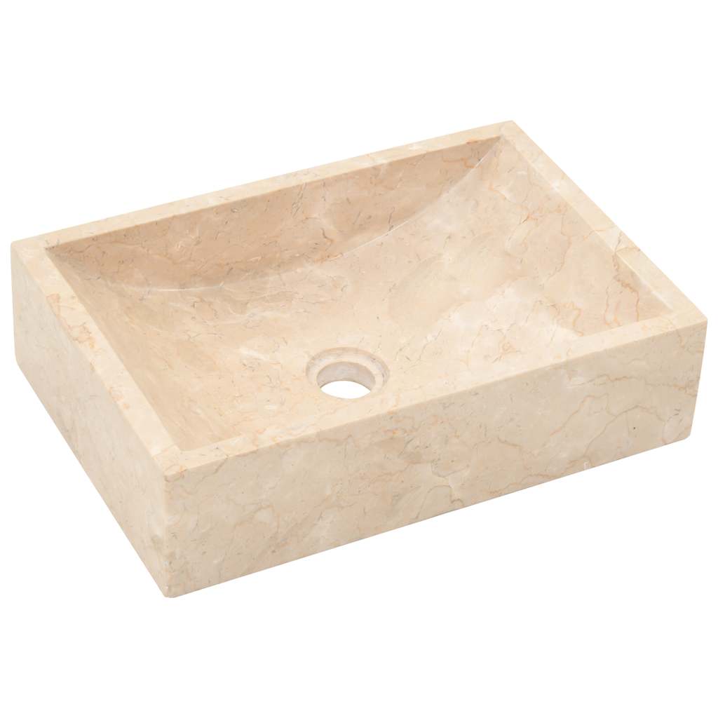 håndvask 45x30x12 cm marmor cremefarvet højglans