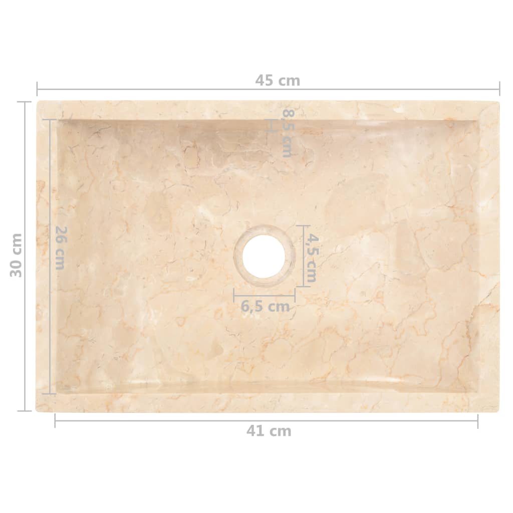 håndvask 45x30x12 cm marmor cremefarvet højglans